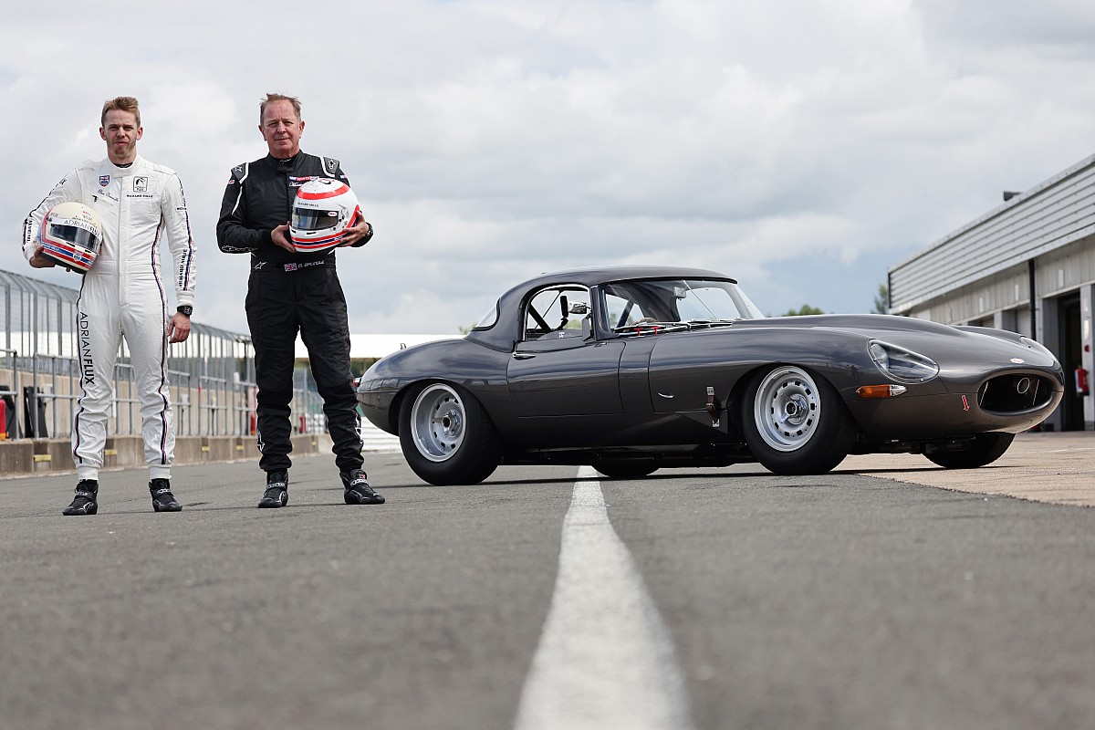 Martin and Alex Brundle team up for E-type race at The Classic at Silverstone
