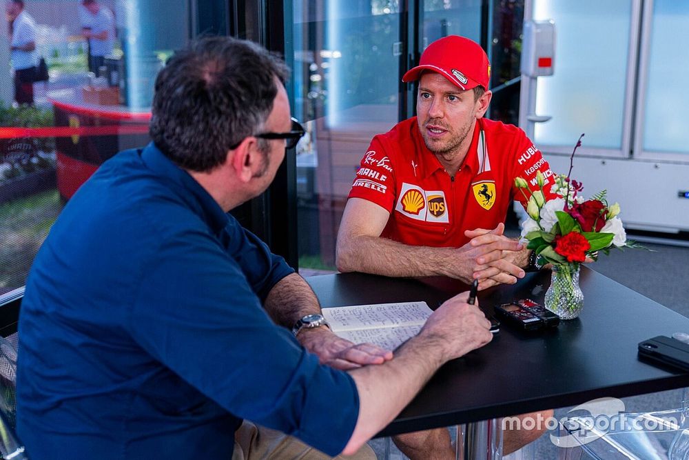 Roberto Chinchero, Motorsport.com ITA con Sebastian Vettel, Ferrari   