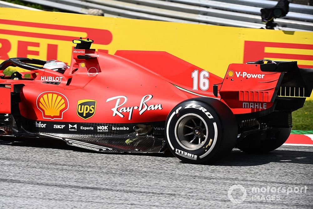 Charles Leclerc, Ferrari SF1000, sustains accident damage at the start