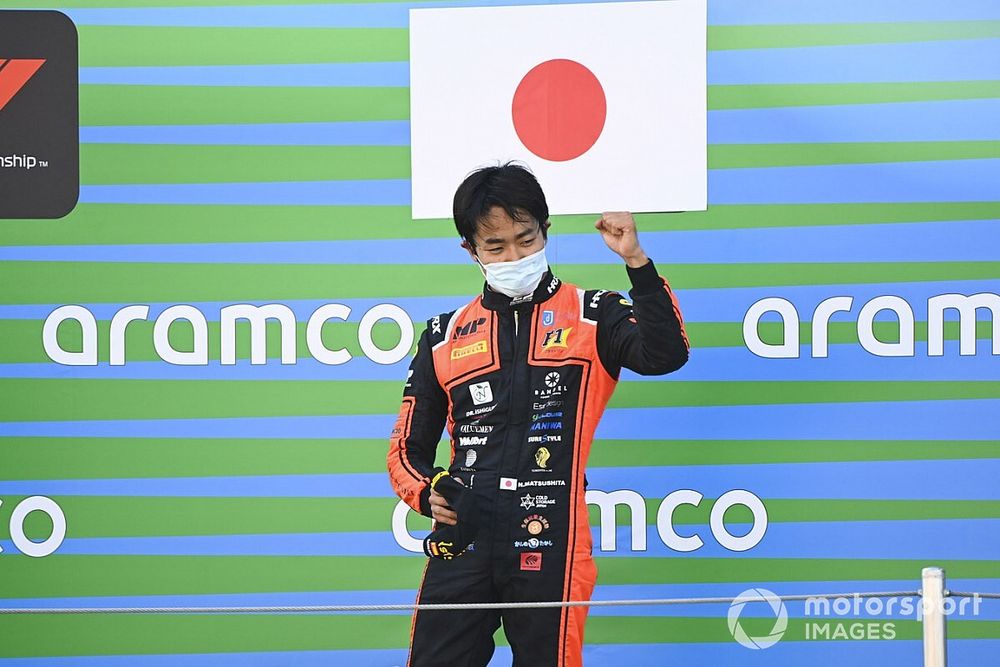 Nobuharu Matsushita, MP Motorsport, 1st position, on the podium