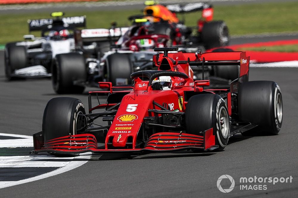 Sebastian Vettel, Ferrari SF1000, Antonio Giovinazzi, Alfa Romeo Racing C39, and Pierre Gasly, AlphaTauri AT01