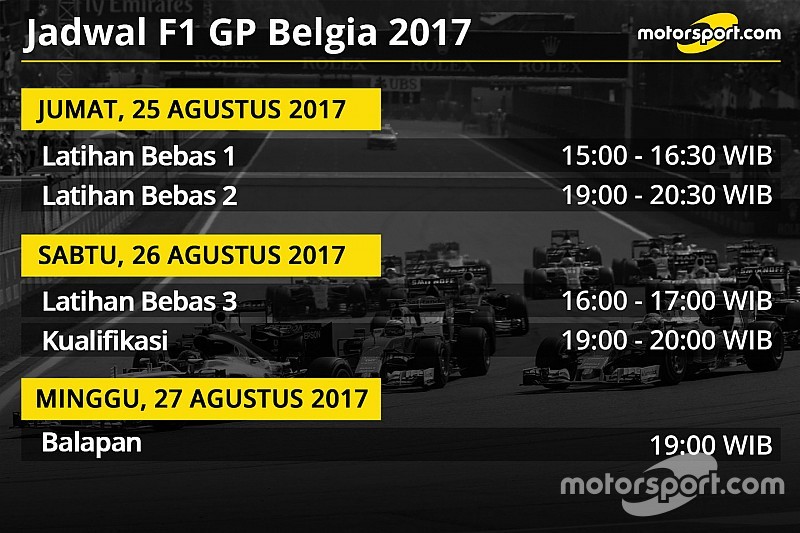 Jadwal lengkap F1 GP Belgia 2017