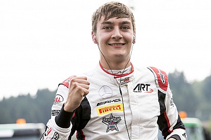 Spa GP3: Russell grabs pole on drying track