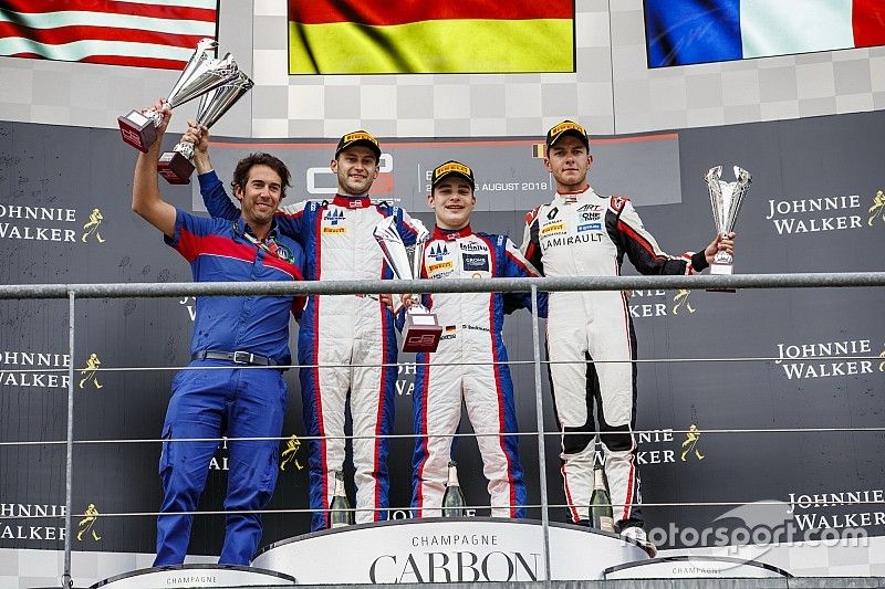 Podium: Ryan Tveter, Trident, David Beckmann, Trident, Anthoine Hubert, ART Grand Prix