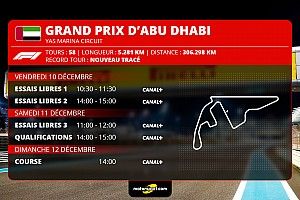 GP d'Abu Dhabi F1 - Programme TV et guide d'avant-course