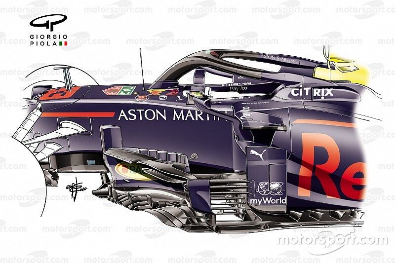 Detalle extra de refrigeración del Red Bull Racing RB16