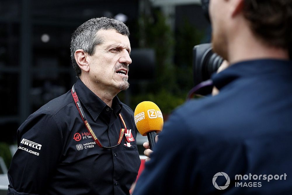 Guenther Steiner, Team Principal, Haas F1 talks to the press 