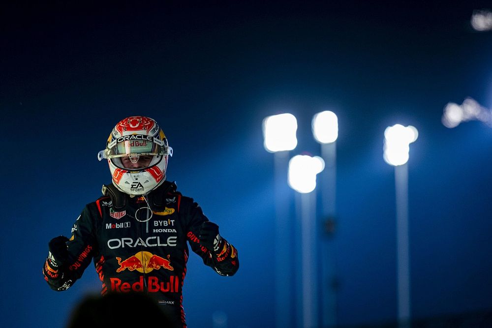 Max Verstappen, Red Bull Racing, 1st position, celebrates on arrival in Parc Ferme
