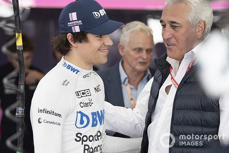 Lance Stroll, Racing Point, and his father Lawrence Stroll