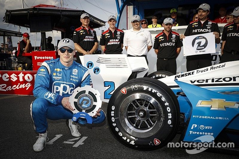 Reacción de Newgarden en Gateway, que se lleva la pole