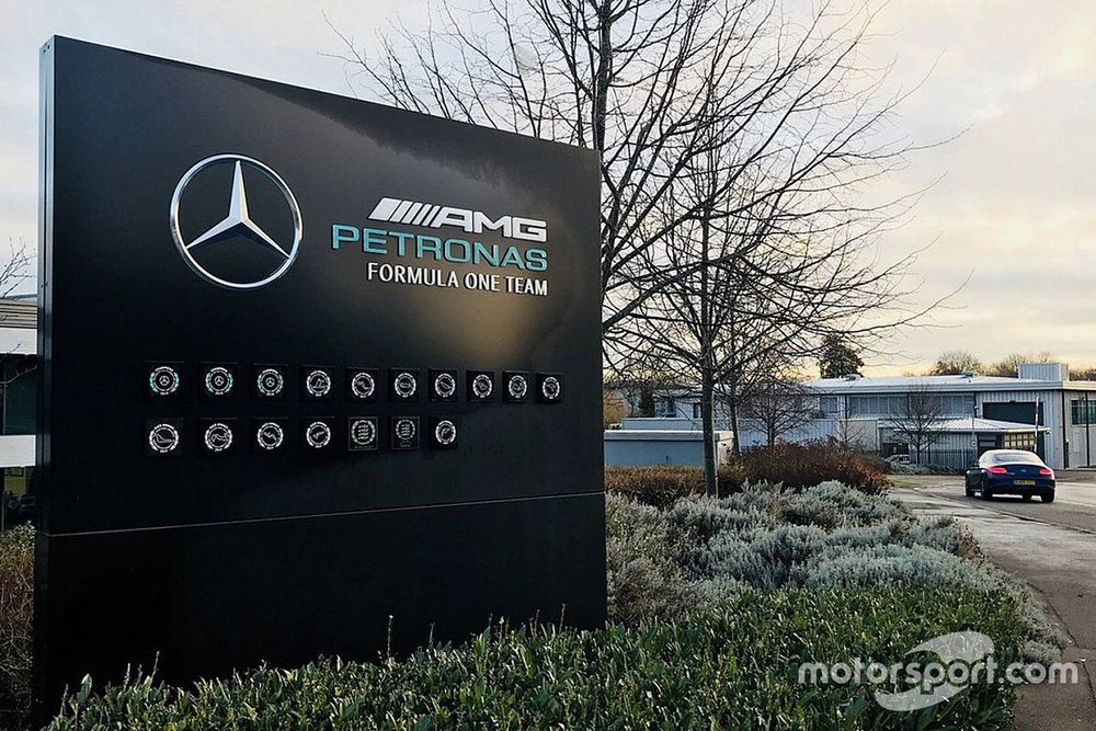 Mercedes AMG F1 Brackley, factory sign at the entrance