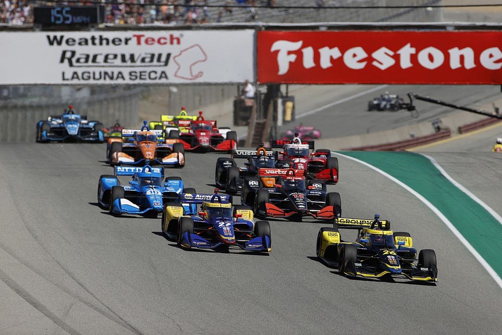 Colton Herta, Andretti Autosport w/ Curb-Agajanian Honda, Alexander Rossi, Andretti Autosport Honda, Alex Palou, Chip Ganassi Racing Honda, Will Power, Team Penske Chevrolet, start, green flag