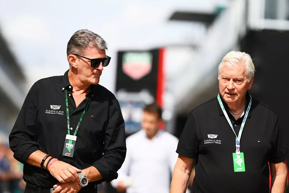 Graeme Lowdon, Team Principal of Cadillac Formula 1 Team and Pat Symonds, Executive Engineering Consultant of Cadillac Formula 1 Team
