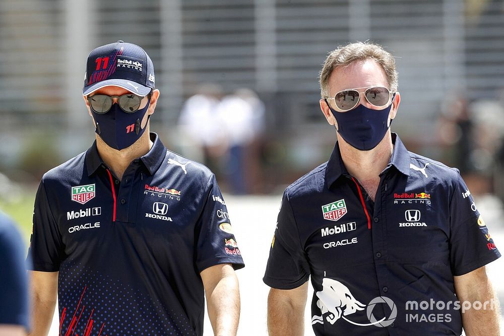 Sergio Perez, Red Bull Racing and Christian Horner, Team Principal, Red Bull Racing 