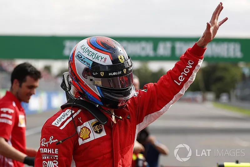 Polesitter Kimi Raikkonen, Ferrari in parc ferme