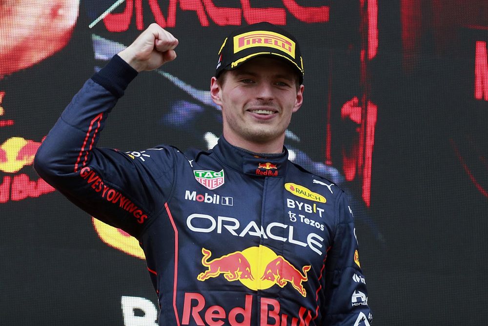 Podium: race winner Max Verstappen, Red Bull Racing