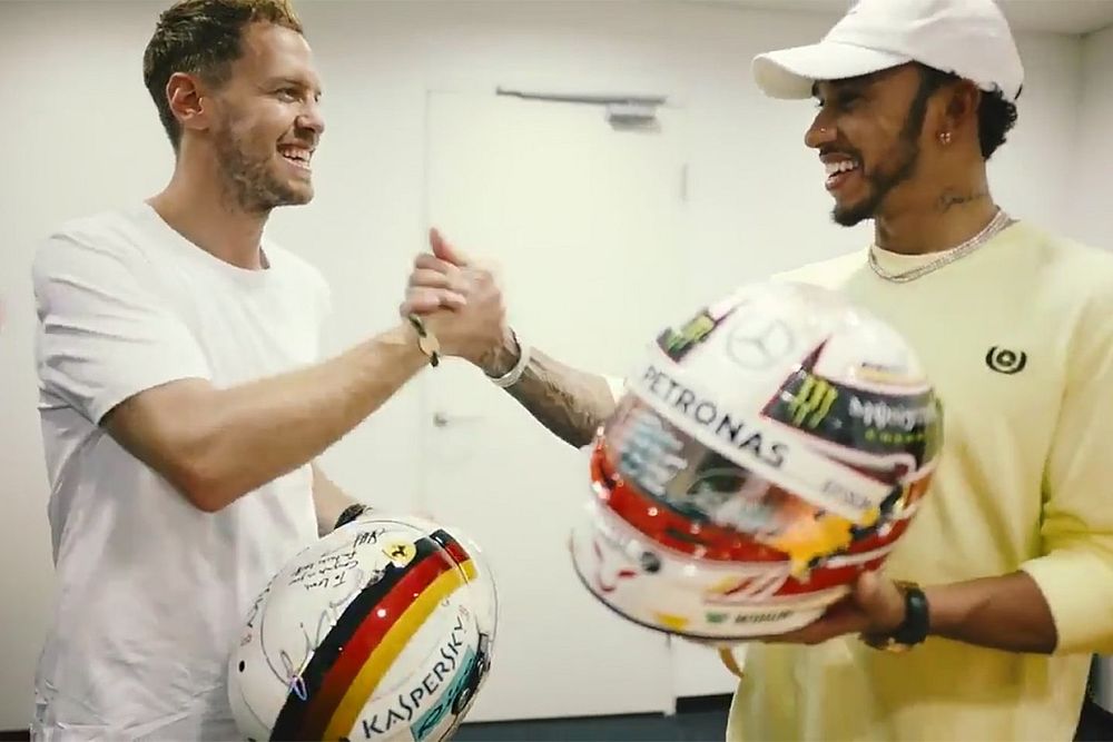 Vettel, Hamilton cambian cascos en Abu Dhabi