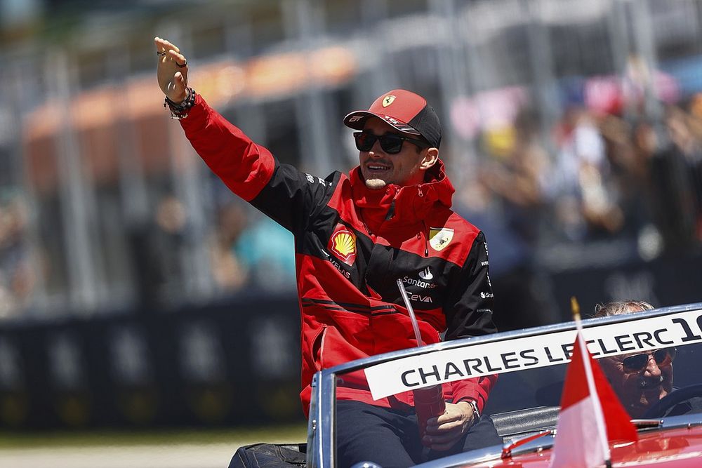 Charles Leclerc, Ferrari, on the drivers' parade