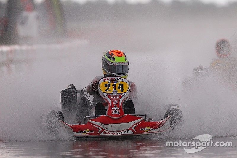 Dylan Tavella tackles the wet track