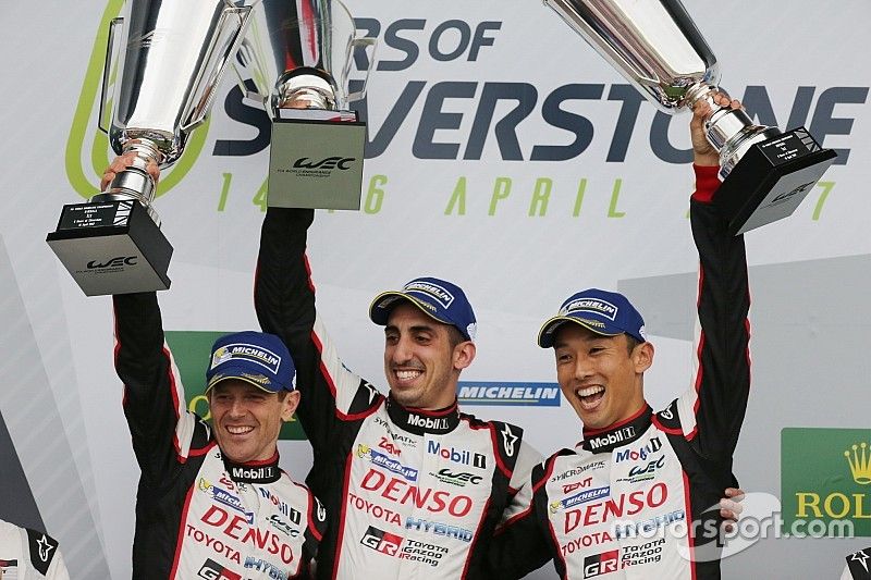 Podium: #8 Toyota Gazoo Racing Toyota TS050 Hybrid: Anthony Davidson, Sébastien Buemi, Kazuki Nakajima  