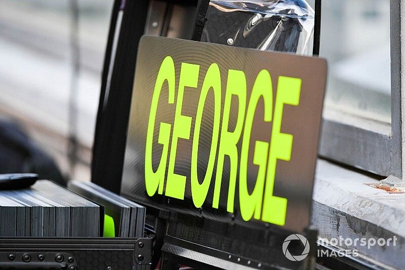 George Russell, Mercedes AMG F1 pit board