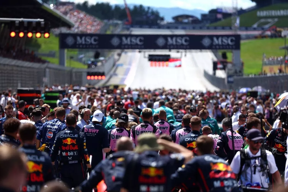 A general view of the grid filled with people prior to the F1 Grand Prix of Austria.