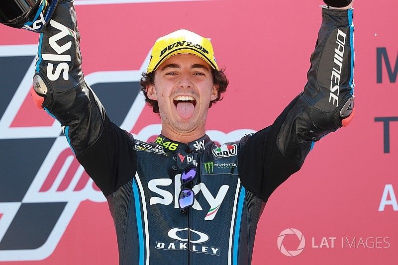 Podium : le vainqueur Francesco Bagnaia, Sky Racing Team VR46