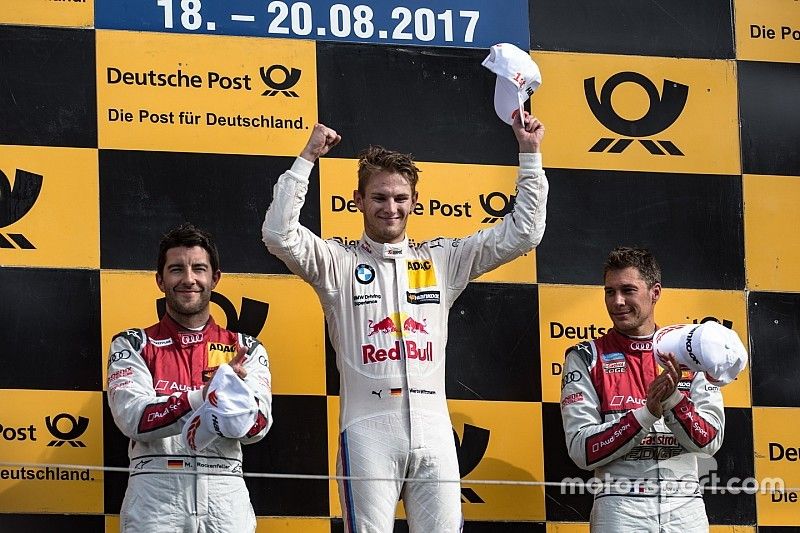 Podium: second place Mike Rockenfeller, Audi Sport Team Phoenix, Audi RS 5 DTM, Race winner Marco Wittmann, BMW Team RMG, BMW M4 DTM, third place Loic Duval, Audi Sport Team Phoenix, Audi RS 5 DTM