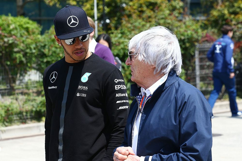 Lewis Hamilton, Mercedes AMG F1 with Bernie Ecclestone