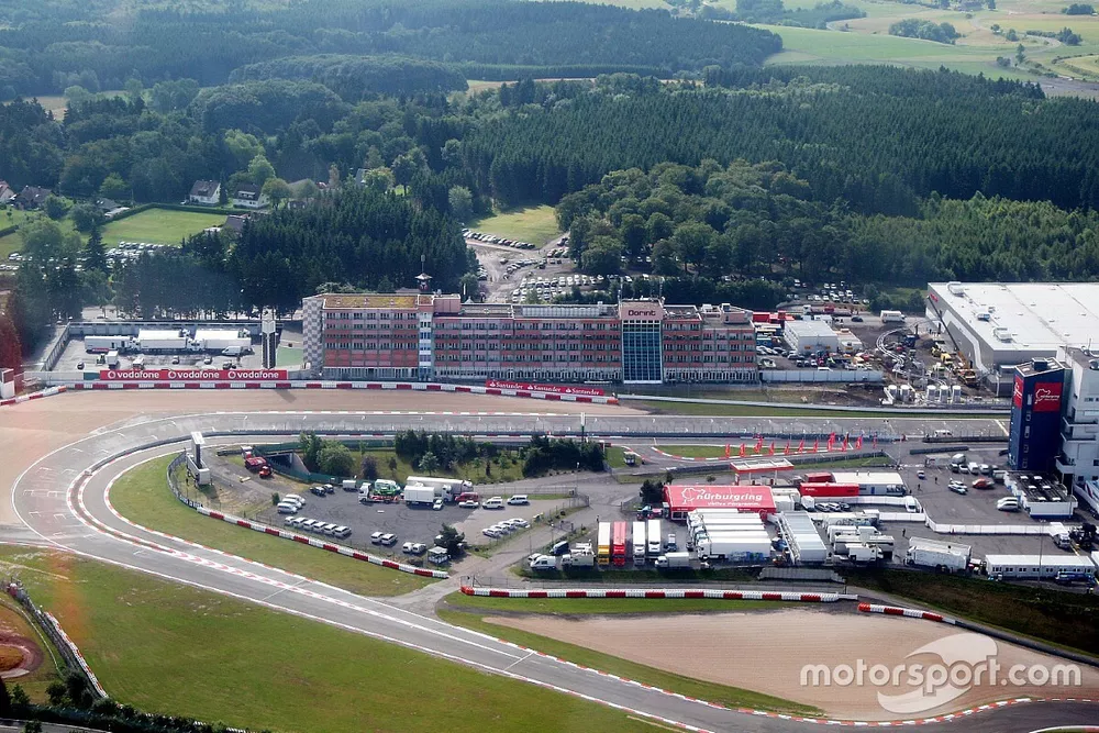 Aerial views of the Nurburgring and the new development and facilities around it and the dorint hote