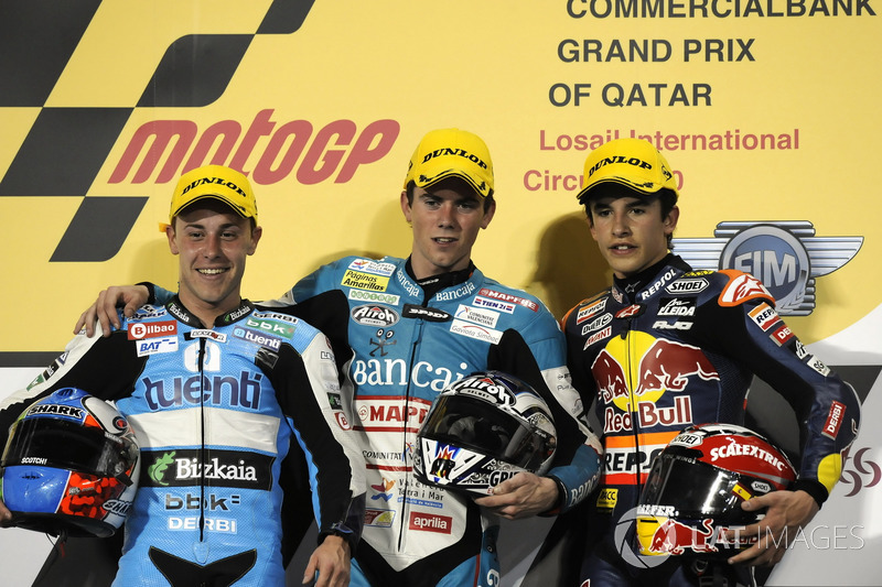 Podio: 1º Nicolás Terol, 2º Efrén Vázquez, 3º Marc Marquez