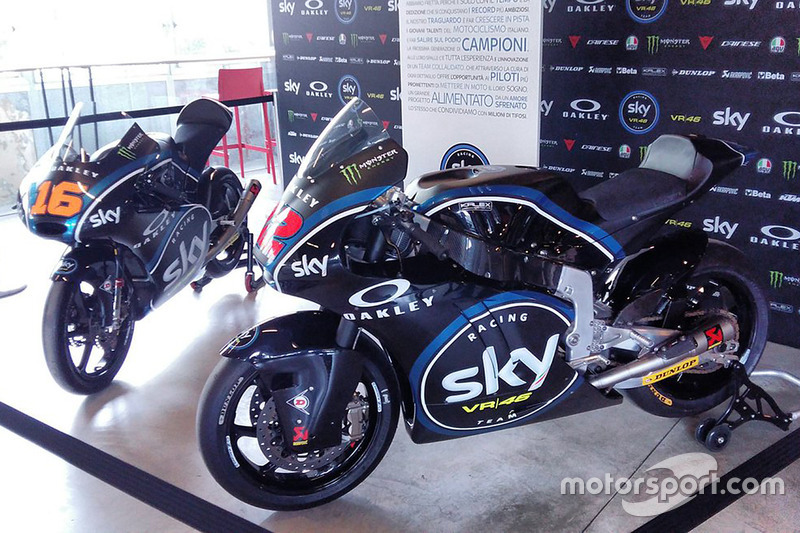 The Moto3 bike of Andrea Migno and Moto2 bike of Francesco Bagnaia