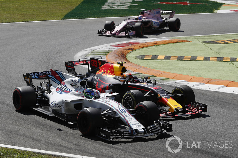 Felipe Massa, Williams FW40, Max Verstappen, Red Bull Racing RB13, battle for position