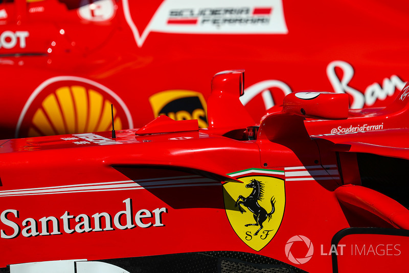 The car of Sebastian Vettel, Ferrari SF70H and Kimi Raikkonen, Ferrari SF70H in parc ferme