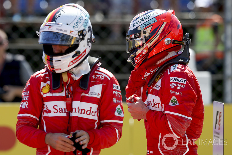 Polesitter Sebastian Vettel, Ferrari, second place Kimi Raikkonen, Ferrari
