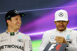 Nico Rosberg, Mercedes AMG F1 with team mate Lewis Hamilton, Mercedes AMG F1 in the FIA Press Confer