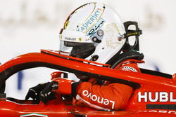 Sebastian Vettel, Ferrari SF71H, parks up after securing pole