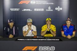 Sergio Perez, Force India, Fernando Alonso, McLaren, Carlos Sainz Jr., Renault Sport F1 Team and Brendon Hartley, Scuderia Toro Rosso in the Press Conference