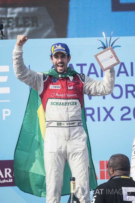 Lucas di Grassi, Audi Sport ABT Schaeffler, celebrates on the podium