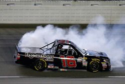 Brett Moffitt, Hattori Racing Enterprises, Toyota Tundra celebrates his win with a burnout