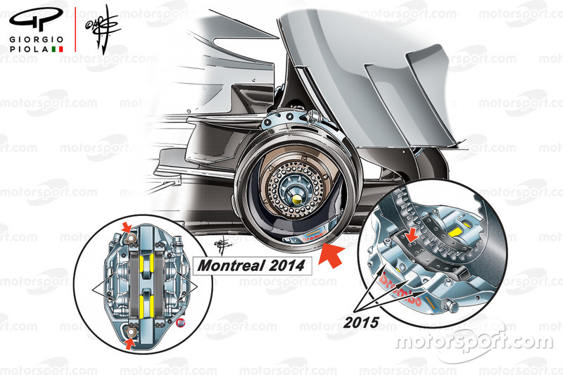 Mercedes W05 and W06 rear brakes comparison