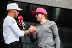 Lewis Hamilton, Mercedes AMG F1, Fernando Alonso, McLaren, on stage