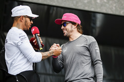Lewis Hamilton, Mercedes AMG F1, Fernando Alonso, McLaren, on stage