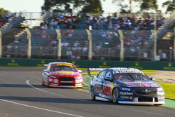 Jamie Whincup, Triple Eight Race Engineering Holden, leads Scott McLaughlin, DJR Team Penske Ford