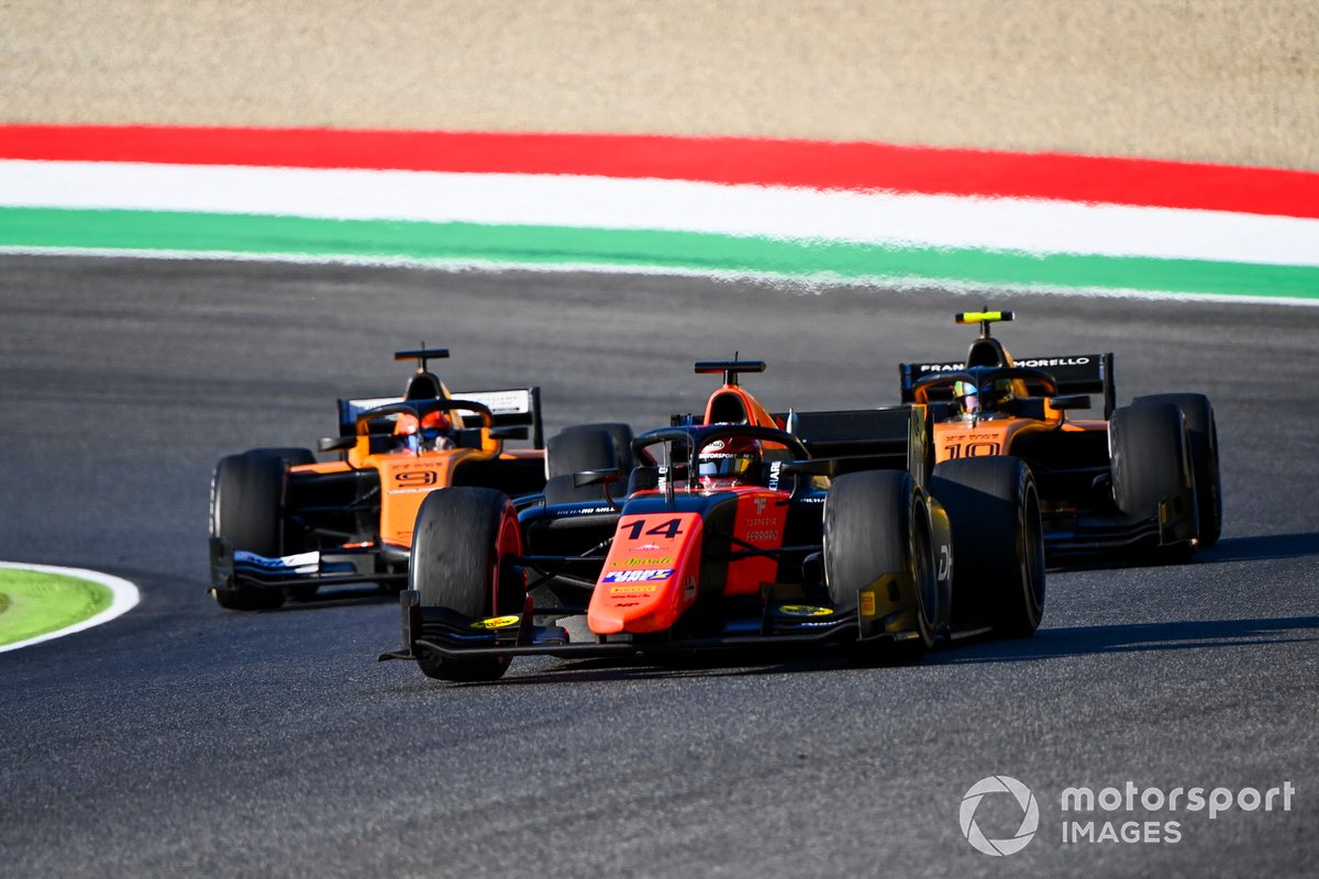 Nobuharu Matsushita, MP Motorsport, leads Guilherme Samaia, Campos Racing, and Jack Aitken, Campos Racing