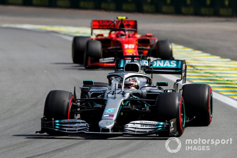 Lewis Hamilton, Mercedes AMG F1 W10 and Charles Leclerc, Ferrari SF90