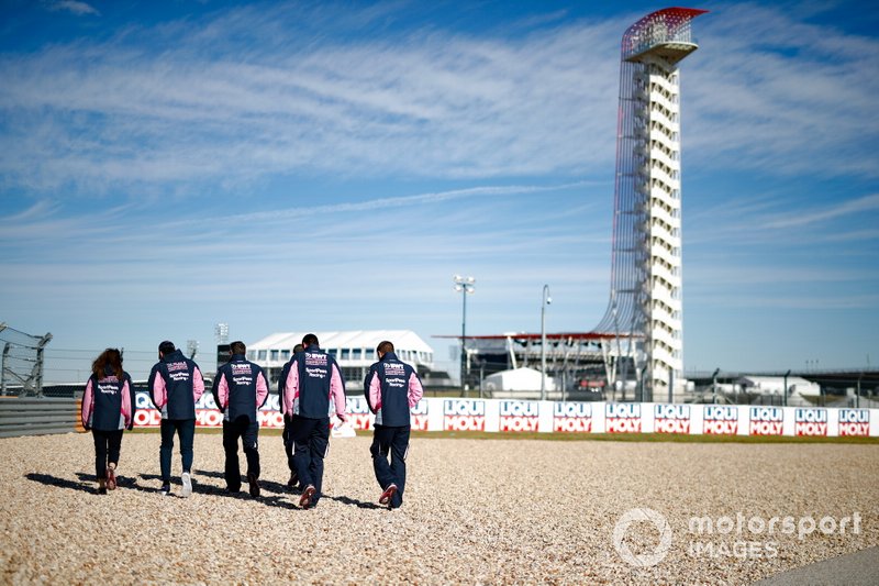 Lance Stroll, Racing Point, walks the track