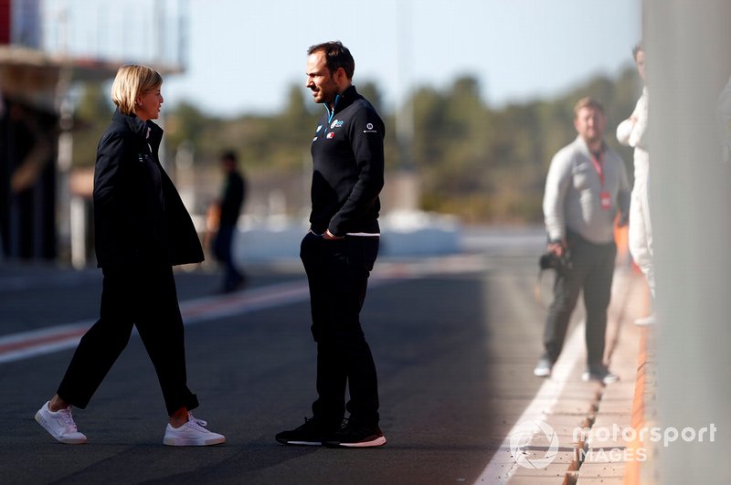 Gary Paffett, Reserve Driver, Mercedes Benz EQ with Susie Wolff, Team Principal, Venturi in the pit lane