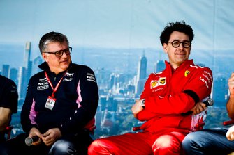 Otmar Szafnauer, Team Principal Racing Point, and Mattia Binotto, Team Principal Ferrari, on stage