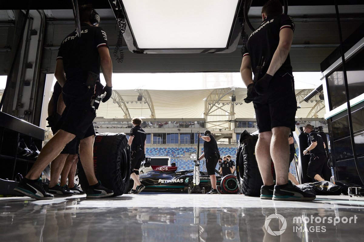 Lewis Hamilton, Mercedes W12, in pit lane